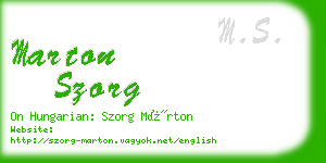 marton szorg business card